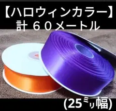 【2巻セット】ハロウィン　計60メートル　太リボン　25㎜幅　30m巻×2