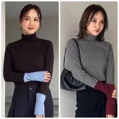 【新品】mysa 田中里奈 しまむら 配色ハイネック ニット M 2枚セット