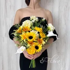 限定価格(ブートニア付き)ウェディングブーケ　アーティフィシャルフラワー