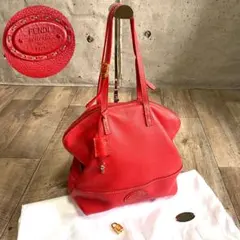 正規品☆フェンディ セレリア ロゴ トートバッグ レザーバッグ ハンドバッグ 赤