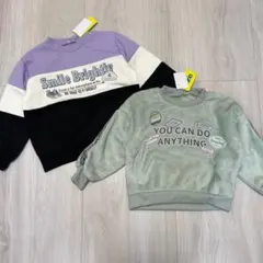 120cm 裏起毛トレーナーモコモコ2枚セット　女の子　クロッシー