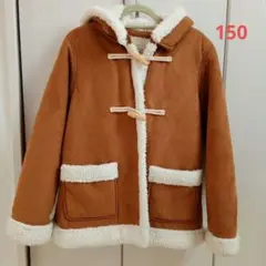 フリースブラウンコート フード付き