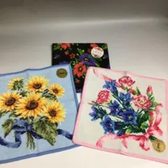 ★FEILER ひまわり&カーネーション ハンドタオルハンカチ 2枚セット
