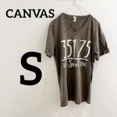CANVAS 【S】グレー Tシャツ ロゴTシャツ 半袖 古着 ジーンズ合わせ