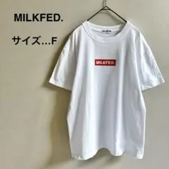 ミルクフェド ロゴTシャツ 綿100% ゆったり 半袖 カジュアル 白のサムネイル