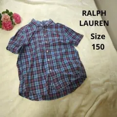【人気☆RALPH LAUREN】青　赤　チェックシャツ　サイズ150　M