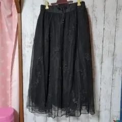 アクシーズファム ブラック シフォン スカート レース Ｍサイズ