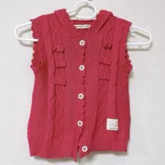 coeur a coeur ベビーベスト 95 ピンク フード付き うさ耳