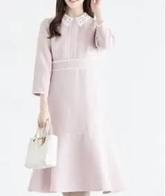tocco closet 2WAYレース襟付きラインレース×ツイードワンピース