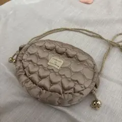 ナイスクラップ　ハート型　キルティング ショルダーバッグ　ピンク　ゴールド