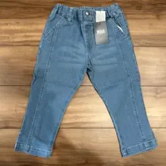 BREEZE スリットカプリパンツ 7分丈 デニム サックスブルー/ 130cm