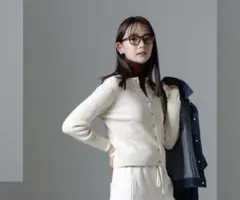 NANO universe 椿オイル加工リブカーディガン