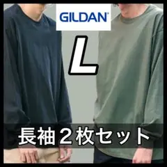 ギルダン 新品未使用 6oz ウルトラコットン 無地ロンT 黒ミリタリー L