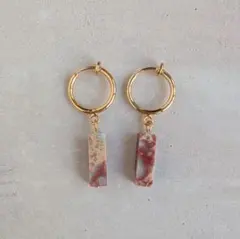 No.118　*NEWカラー*天然石チューブ　フープピアス/イヤリング