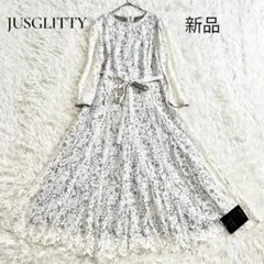 タグ付き✨ジャスグリッティー ロングワンピース 総レース 花柄 オフホワイト