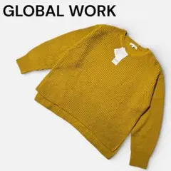 未使用✨GLOBAL WORK 毛玉になりにくいアゼプルオーバー L マスタード