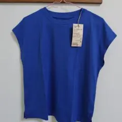 無印良品　天竺編み フレンチスリーブTシャツ ブルー Mのサムネイル