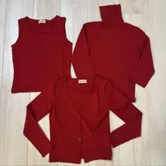 PENNY PULL レッド トップス ニット　3点セット　カーディガン　赤色