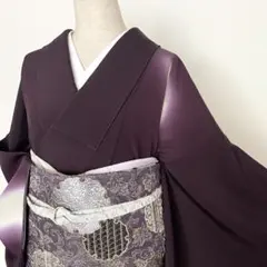 606z53☆振袖 高身長 比翼 シンプル モダン 紫×青☆美品 成人式 結婚式 