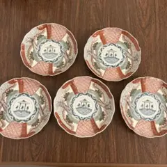 江戸後期〜明治初期｜古伊万里 7寸皿｜染錦 金彩色｜桜の木 唐人