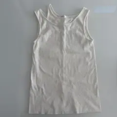 リブ編みホワイトタンクトップ M
