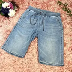 BACK NUMBER メンズ　デニムハーフパンツ　ショートパンツ　S ブルー夏のサムネイル
