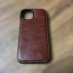 iPhone14用ケース 手帳型 カードポケット付き ブラウン