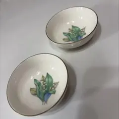 値下げ‼️ナルミ　すずらん柄 小皿 2枚セット 陶器製⭐️
