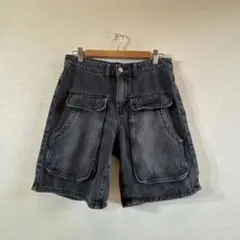 Manfinity カーゴデニムショートパンツ XS 黒 ユニセックス 膝丈 夏