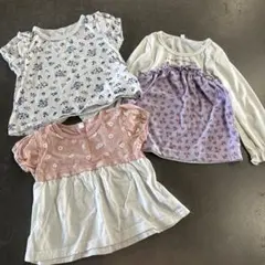保育園着 80cm まとめ売り 女の子 Tシャツ 半袖 長袖 小花柄 ピンク 紫