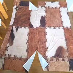 のれん　暖簾　カーテン　間仕切り　牛革柄　レザー柄　102×228 　2枚