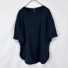 美品 自由区 カットジャージーブラウス ネイビー サイズ44*QD824 