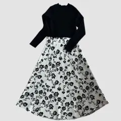 anySiS （エニィスィス）フラワープリント ドッキングニットワンピース 細身