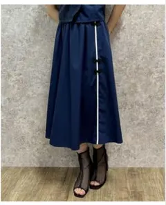 axes femme オリエンタルチャイナスカート　紺　　　Fサイズのサムネイル