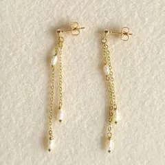 ♥️ケシパールの華やかロングピアス♪　ハンドメイド