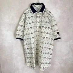 【美品】マンシングウェア グランドスラム ゴルフ 半袖シャツ 総柄 サイズMA