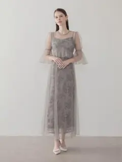 フラワースパンコールチュールシアーキャミワンピースドレス結婚式