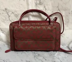 COACH コーチ シグネチャー 2way ミニハンドバッグ レッド