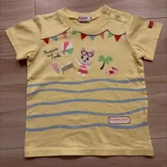 美品！ミキハウスMIKI HOUSE ウサギ刺繍 ボーダーTシャツ 120cm - メルカリ