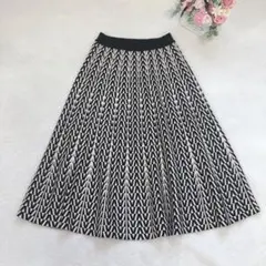 グリーフル ロングニットスカート フレア 総柄 レディースボトム カジュアル 黒