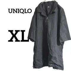 美品✨UNIQLO【XL】レーヨンコットンオープンカラーシャツ ブラック 5分袖