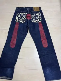 EVISU エヴィス 道楽ペイント エッフェル塔 デニムパンツ 濃紺 34 