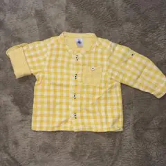 PETIT BATEAU プチバトー イエローチェックシャツ 6m 70cm
