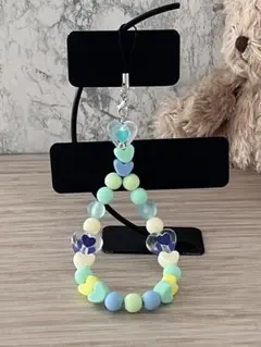 ハンドメイド ハート型 ビーズ ストラップ No.14
