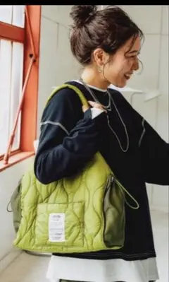 ニコアンド　misayo　オリジナル2WAYキルトトートバッグ★グリーン系