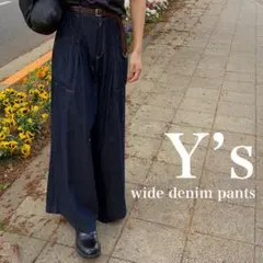 Y’s ワイドデニムパンツ タック 極太シルエット 濃紺 ユニセックス
