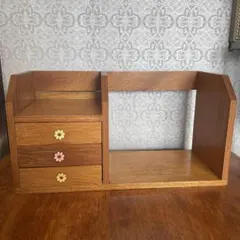 古道具 3段引き出し 本棚 アンティーク 昭和 レトロ 木製家具 小物収納
