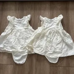 H&M フリル付きホワイトドレス 6M2点セット