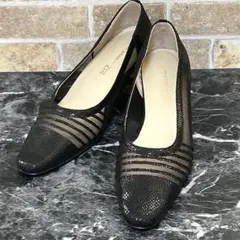 【844】✨美品✨RIZ nature パンプス　ブラック　メッシュ