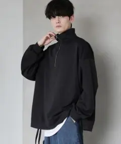 ETELIO サイドレースハーフジップカノコポンチプルオーバー